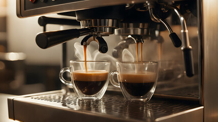 espresso machine pouring espresso