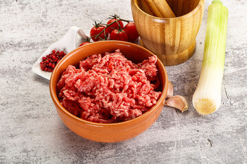 Canvas Print - Minced beef meat in the bowl