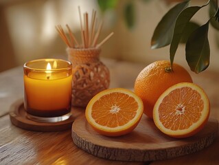 Wall Mural - Candle and Oranges