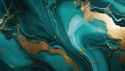 Wall Mural - Teal & Gold Swirls