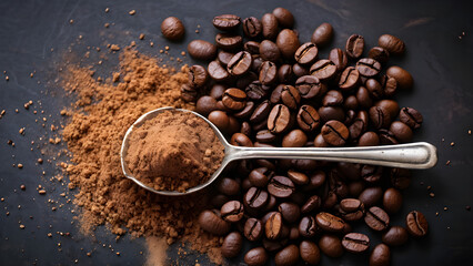 coffee beans on a wooden background