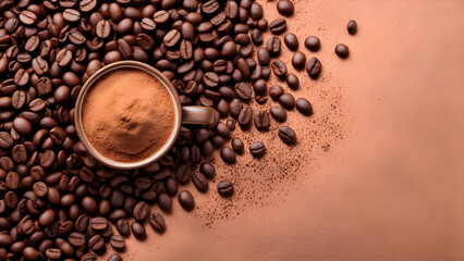 coffee beans on a wooden background