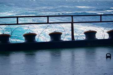 Mooring lead of a ship container ship