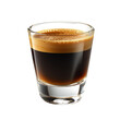 © Nottenaj - 10. A detailed espresso shot in a small glass, isolated on a white background, showing rich, dark brown coffee with a layer of crema on top