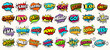 © Impixmart - Set of vintage speech bubble, cartoon sticker, cloud communication art and chat balloon with comic text message, halftone, explosion bomb and splash effect in pop art style. Comic quote or idea symbol