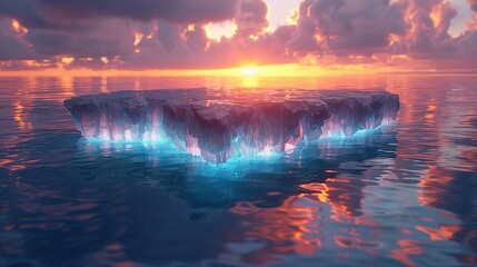 Wall Mural - Floating Iceberg at Sunset