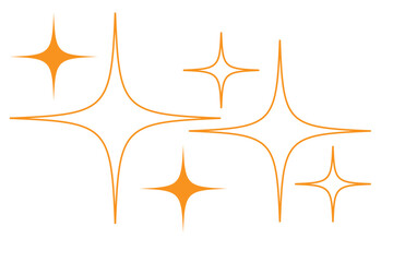 Wall Mural - set of original star sparkle shapes. abstract shine effect vector sign. retro futuristic bright vect