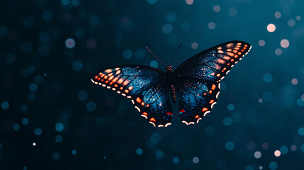 Starry Butterfly with Cosmic Wings Flying Through a Dreamlike Night Sky
