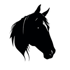 Canvas Print - a horse face vector silhouette, black color silhouette white background