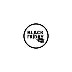 black friday sale black sticker icon isolated on transparent background