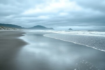 Wall Mural - Moody Coastal Landscape with Gentle Waves