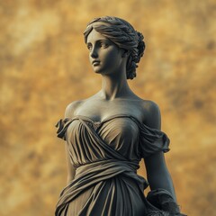 Poster - A beautiful woman sculpture elegantly represents grace and strength. The delicate details and classical style create a harmonious blend. Ideal for art lovers and inspiration. AI