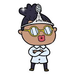 Canvas Print - cartoon woman wearing spectacles and tiara