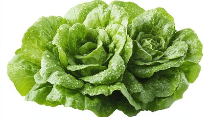 Wall Mural -  Freshly washed romaine lettuce heads with water droplets, showcasing their crisp, vibrant green leaves in a healthy, natural state.