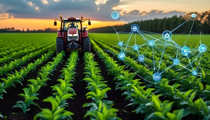 Wall Mural - Futuristic Eco-Friendly Agriculture: Harnessing AI Innovations for Sustainable Farming Solutions