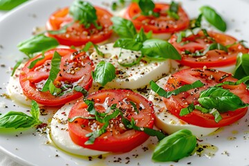 Canvas Print - Caprese Salad with Fresh Basil and Herbs