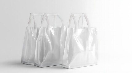 Sticker - White Plastic Shopping Bags Mockup on White Background