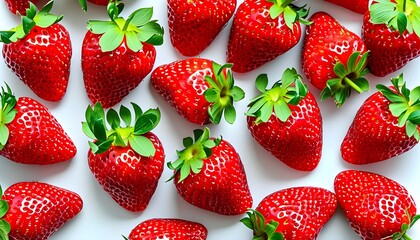 Vibrant Red Strawberries Lying Freshly on a Crisp White Background