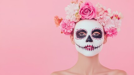 Transform your look with this stunning skull and floral Halloween makeup perfect for a spooky yet chic celebration