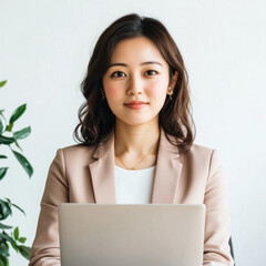 Wall Mural - Japanese woman with a laptop