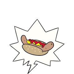 Canvas Print - cartoon fresh tasty hot dog with speech bubble