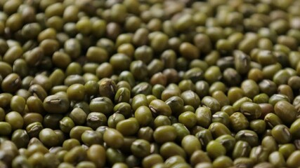 Wall Mural - beans background, closeup of mung bean seeds 