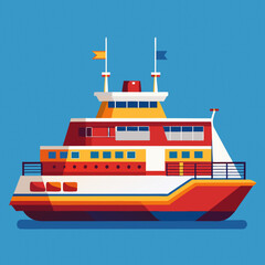 Charming Vector Ferryboat Design: Great for News Publications Covering Travel and Tourism