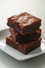 Wall Mural - Brownies stacked on white plate