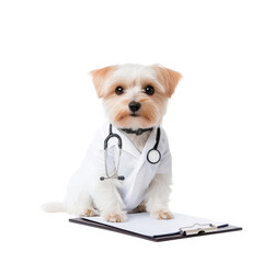 adorable dog in a doctor outfit with a stethoscope, ready to provide care and comfort. perfect for p