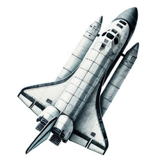 a white space shuttle is flying through the air