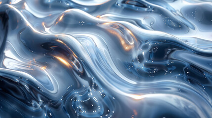 Aufkleber - A twisting, abstract 3D form resembling liquid metal, with soft light gliding over its surface,