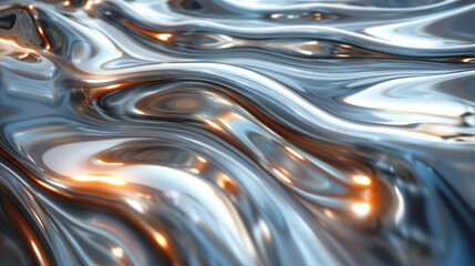 Aufkleber - A twisting, abstract 3D form resembling liquid metal, with soft light gliding over its surface,