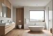 © Achraf - a bathroom with a tub and a window with a window above it