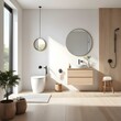 © Achraf - a bathroom with a tub, a plant, and a toilet with a plant in the corner.