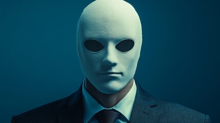 Sticker - A man in a suit and tie is wearing a white mask