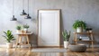 © Collection - render of a mockup poster frame in a Scandinavian style hipster interior