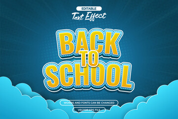 Wall Mural - Back to school editable text effect with cloud decoration