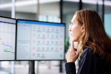 Aufkleber - Employee Working On Calendar Schedule