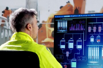 Leinwandbilder - Engineer Operator Using Scada System