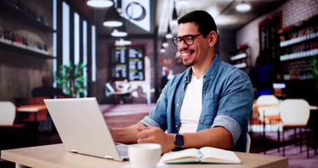 Poster - Excited Business Analyst Using Laptop Computer