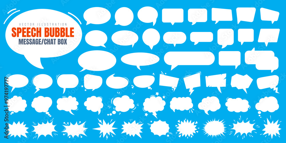 Dialogue Box Sticker White speech bubble, empty chat box, doodle cartoon style text sticker ...