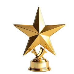 Golden star trophy, isolated, transparent background, no background. PNG.