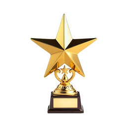golden star trophy, isolated, transparent background, no background. png.