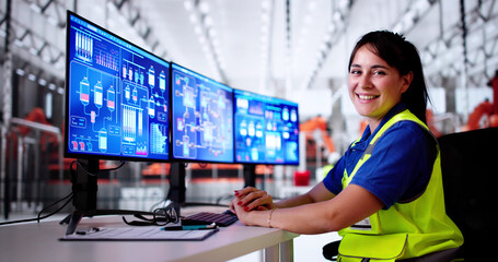 Poster - Happy Industry Production Line Operator