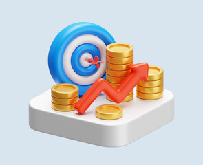 Wall Mural - growth money business icon 3d target finance arrow concept success financial strategy profit isolate