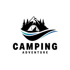 Poster - camping adventure logo vector illustration design