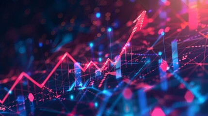 Aufkleber - A colorful graph with a red arrow pointing upwards