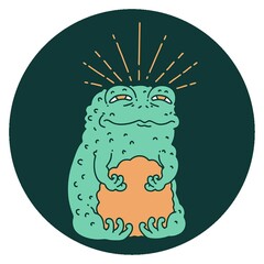 Sticker - icon of a tattoo style toad character