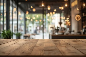 Wall Mural - Blurred office background with blurred glass door and window, tabletop for product display in a modern business center interior.