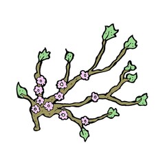 Canvas Print - cartoon flowering branch